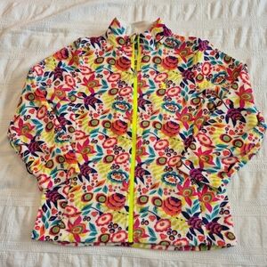 Spyder girls Large full zip up sweater floral design 2 front pockets VGUC